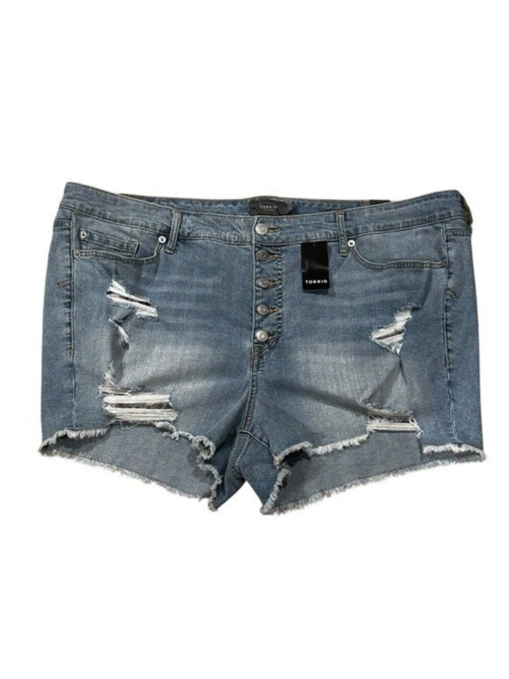 Torrid Denim Shorts Womens 24 NWT Button Fly Distressed Cutoff Frayed Hem Plus